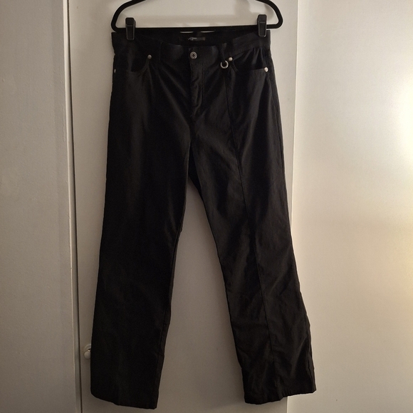 Simon Chang Denim Women's Black Microtwill Pants with Relaxed Fit - Picture 1 of 9